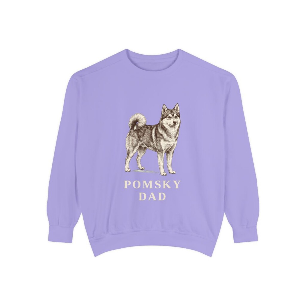 Pomsky Dad Sweatshirt, Violet, front view