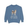 Pomsky Humor Sweatshirt, Blue Jean, front view
