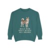 Pomsky Humor Sweatshirt, Blue Spruce, front view