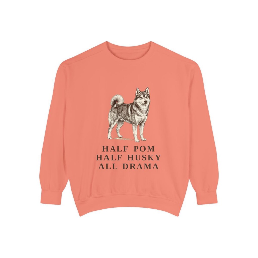 Pomsky Humor Sweatshirt, Terracotta, front view