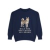 Pomsky Humor Sweatshirt, True Navy, front view