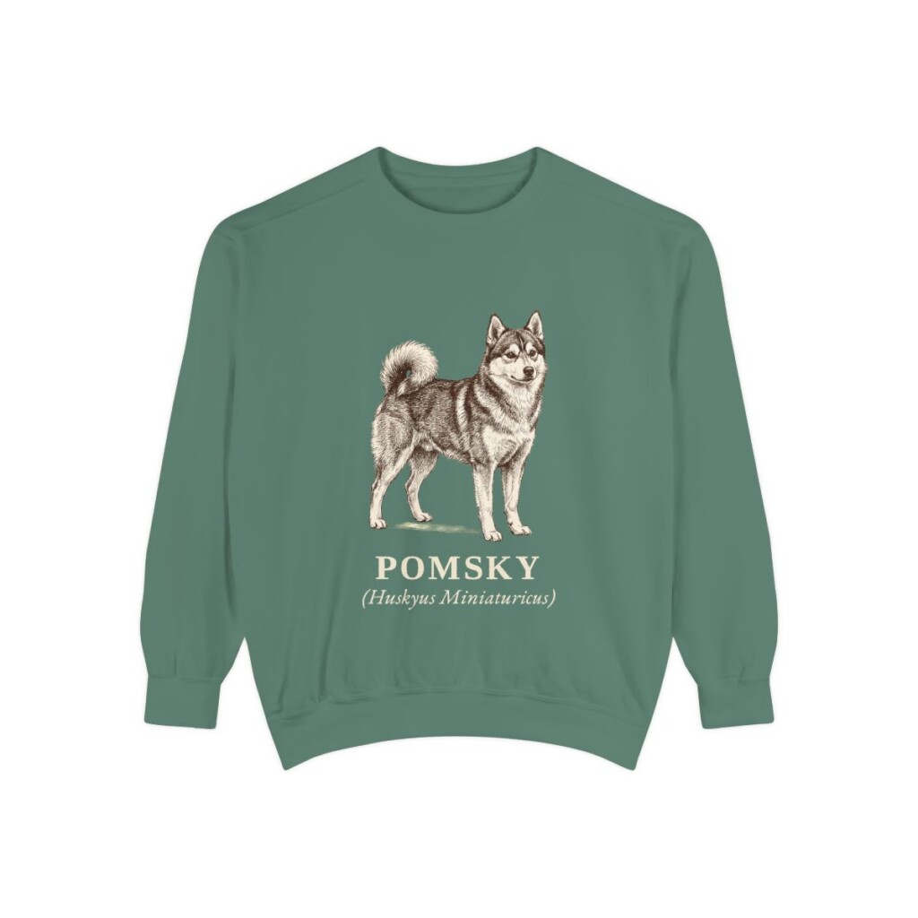 Pomsky Latin Sweatshirt, Light Green, front view