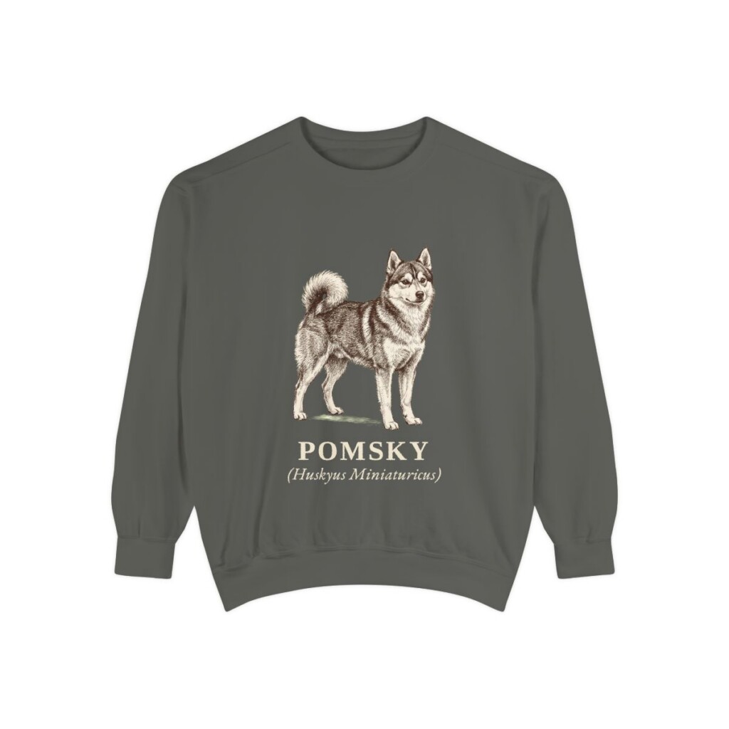 Pomsky Latin Sweatshirt, Pepper, front view