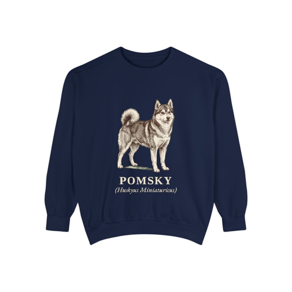 Pomsky Latin Sweatshirt, True Navy, front view
