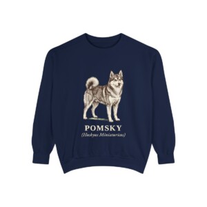 Pomsky Latin Sweatshirt, True Navy, front view