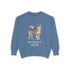Pomsky Mom Sweatshirt, Blue Jean, front view