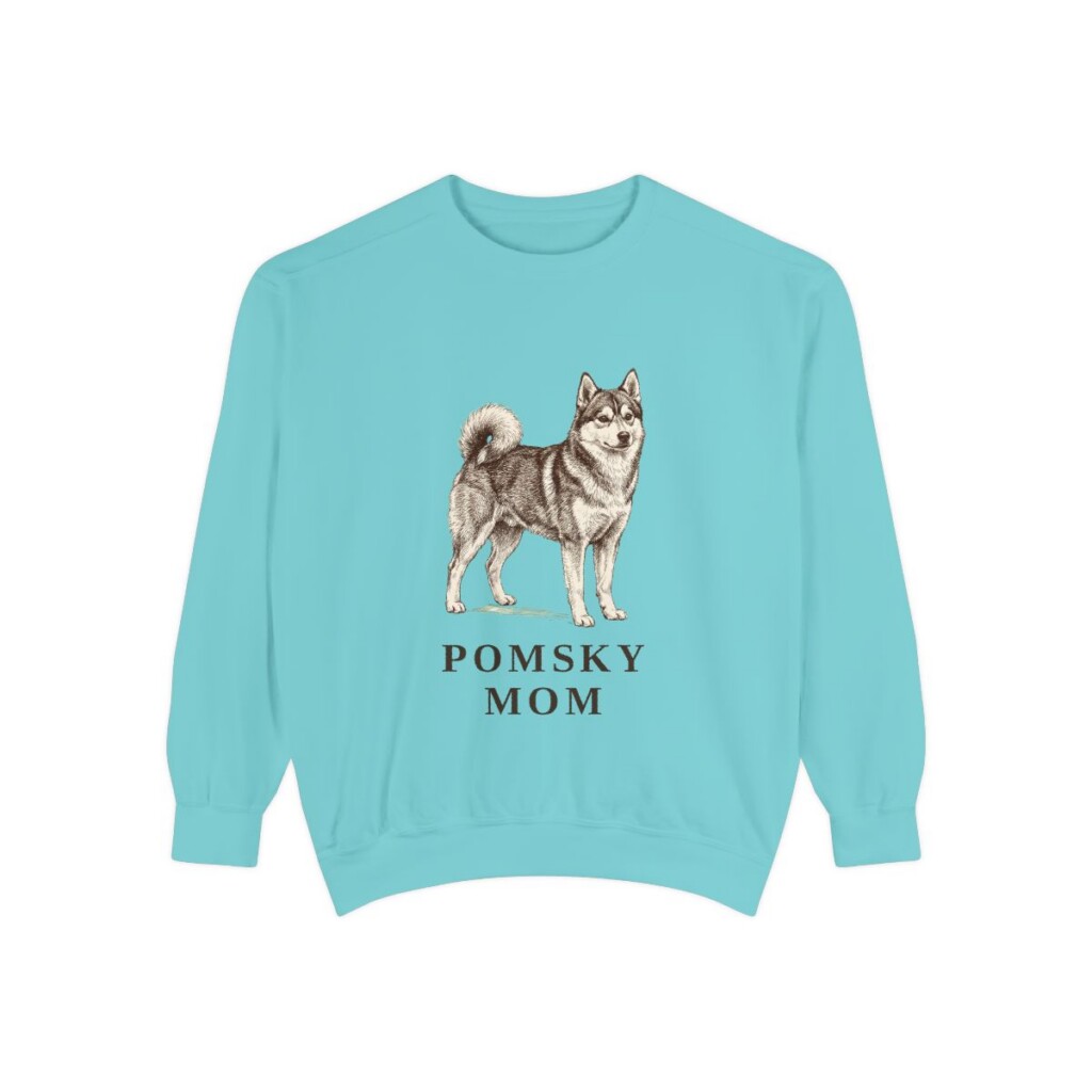 Pomsky Mom Sweatshirt, Chalky Mint, front view