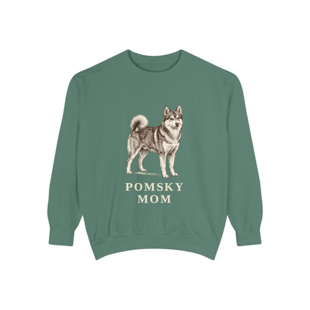 Pomsky Mom Sweatshirt, Light Green, front view
