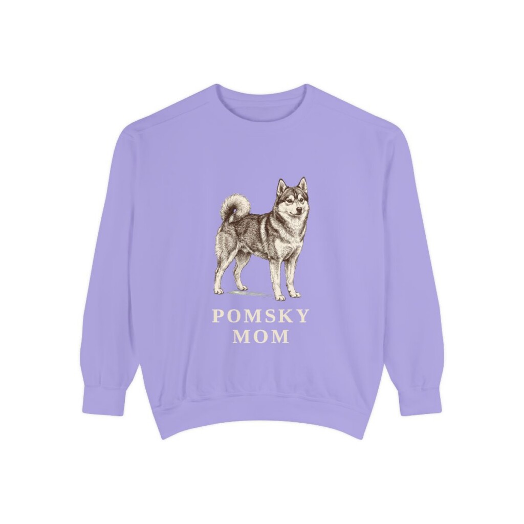 Pomsky Mom Sweatshirt, Violet, front view