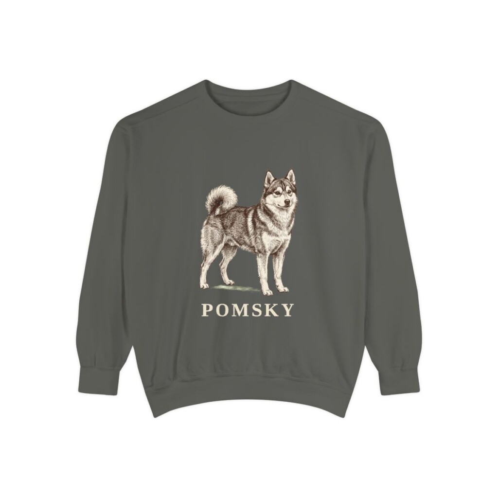 Pomsky Sweatshirt, Pepper, front view