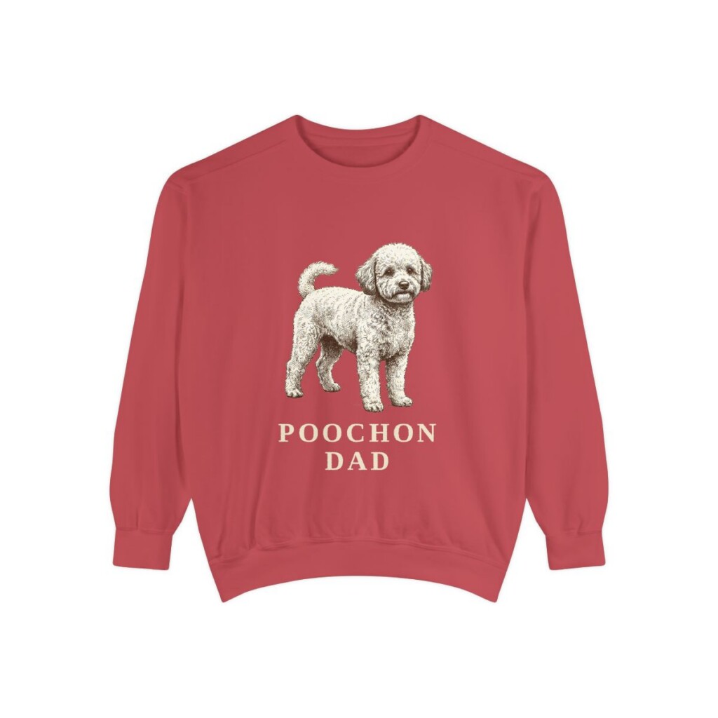 poochon-sweatshirt-dad-crimson Poochon Dad Sweatshirt, Crimson, front view