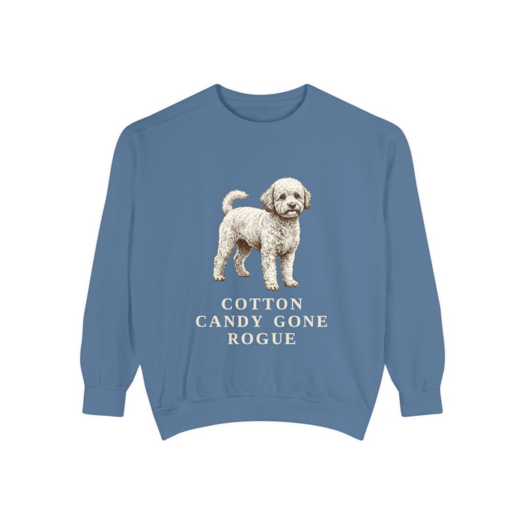 Poochon Humor Sweatshirt, Blue Jean, front view