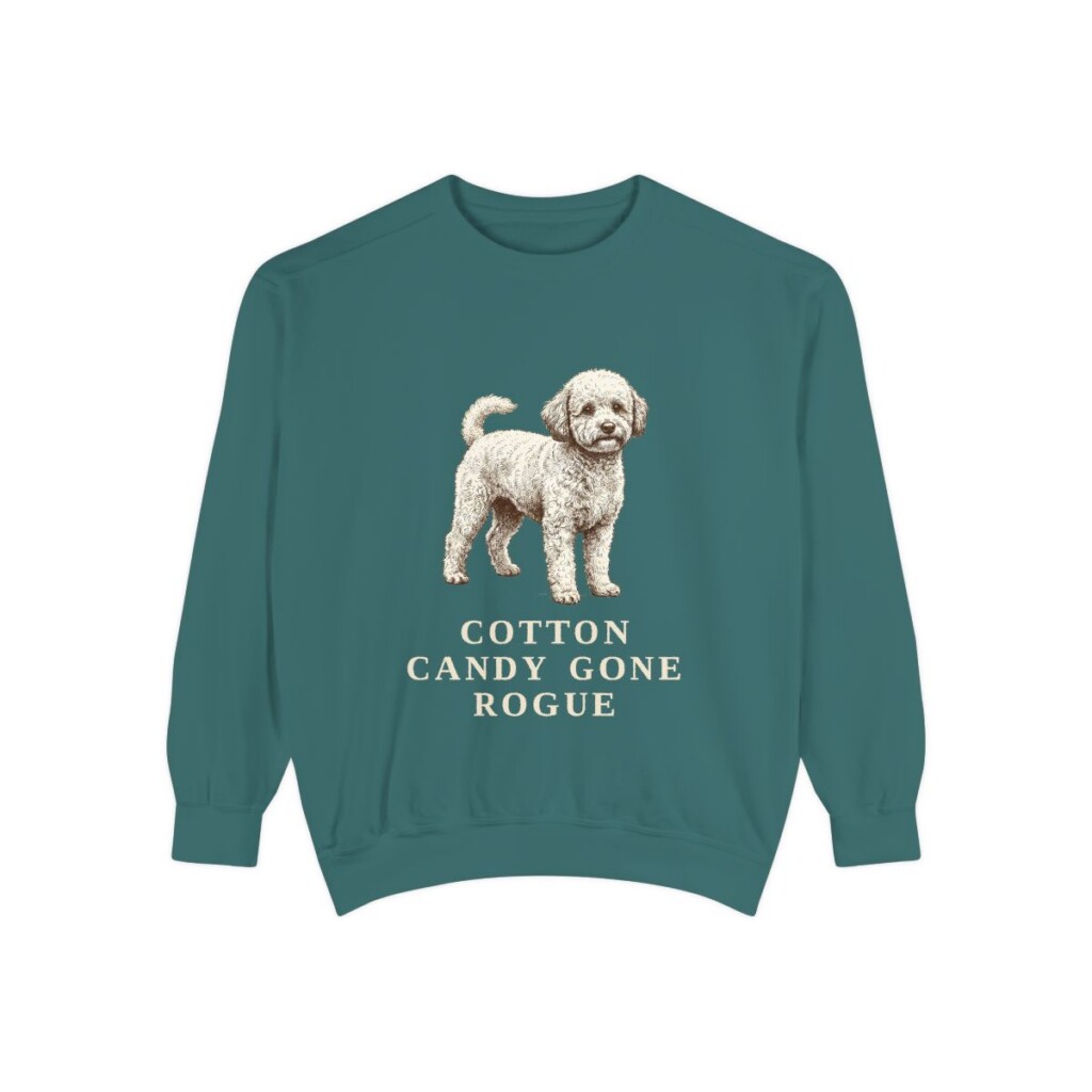 Poochon Humor Sweatshirt, Blue Spruce, front view