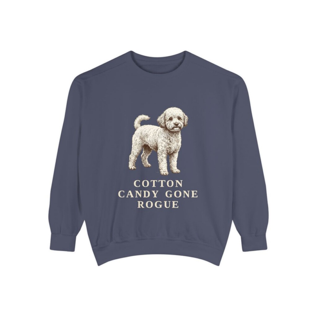 Poochon Humor Sweatshirt, Denim, front view