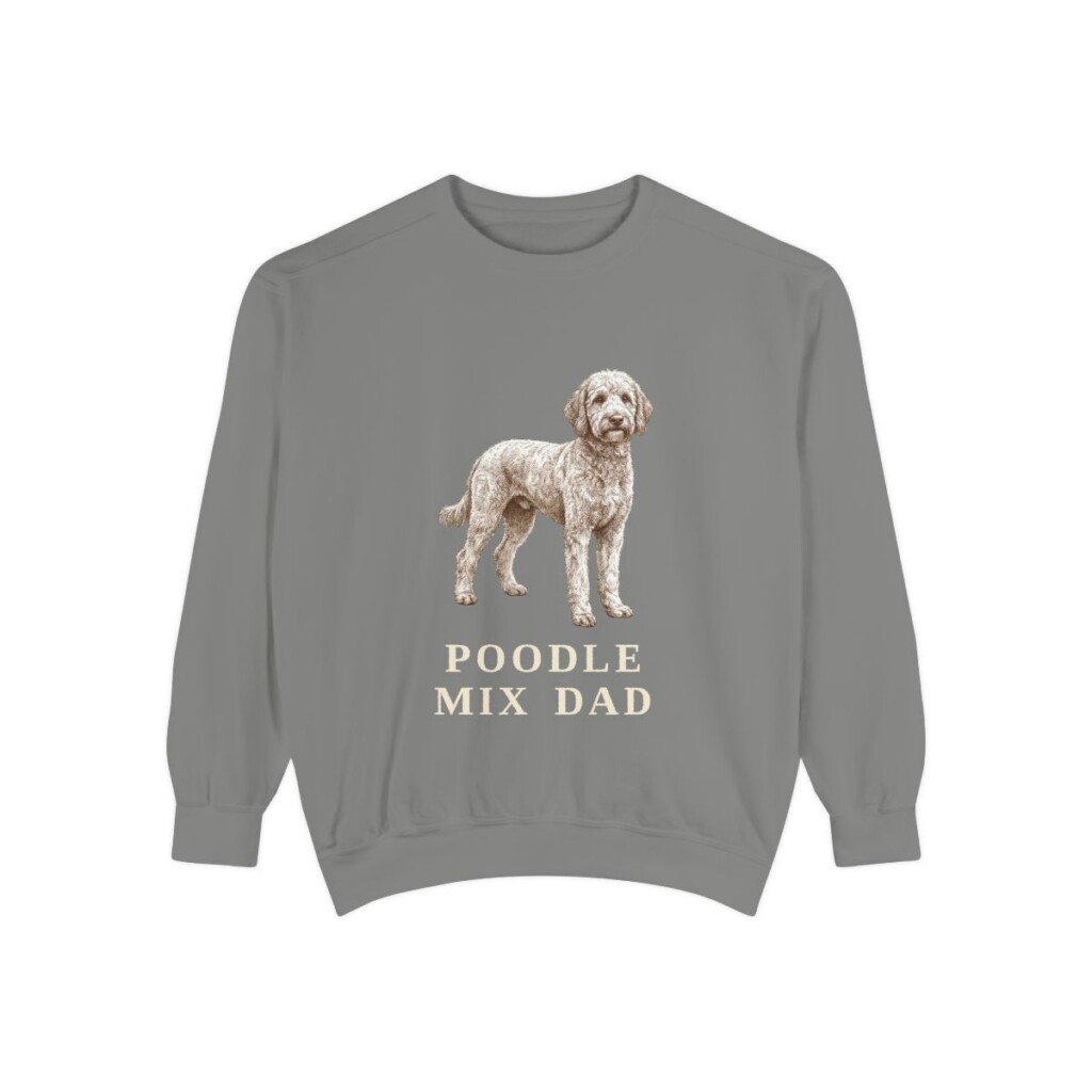 Poodle Mix Dad Sweatshirt, Grey, front view