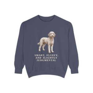 Poodle Mix Humor Sweatshirt, Denim, front view
