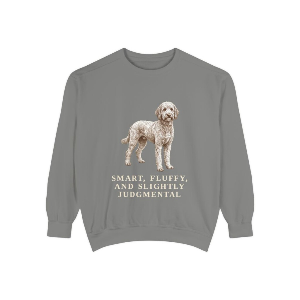 Poodle Mix Humor Sweatshirt, Grey, front view
