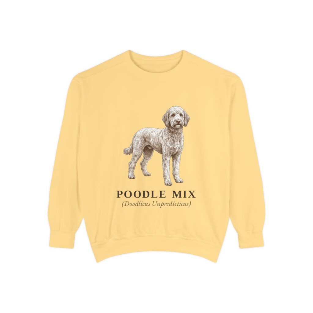 Poodle Mix Latin Sweatshirt, Butter, front view