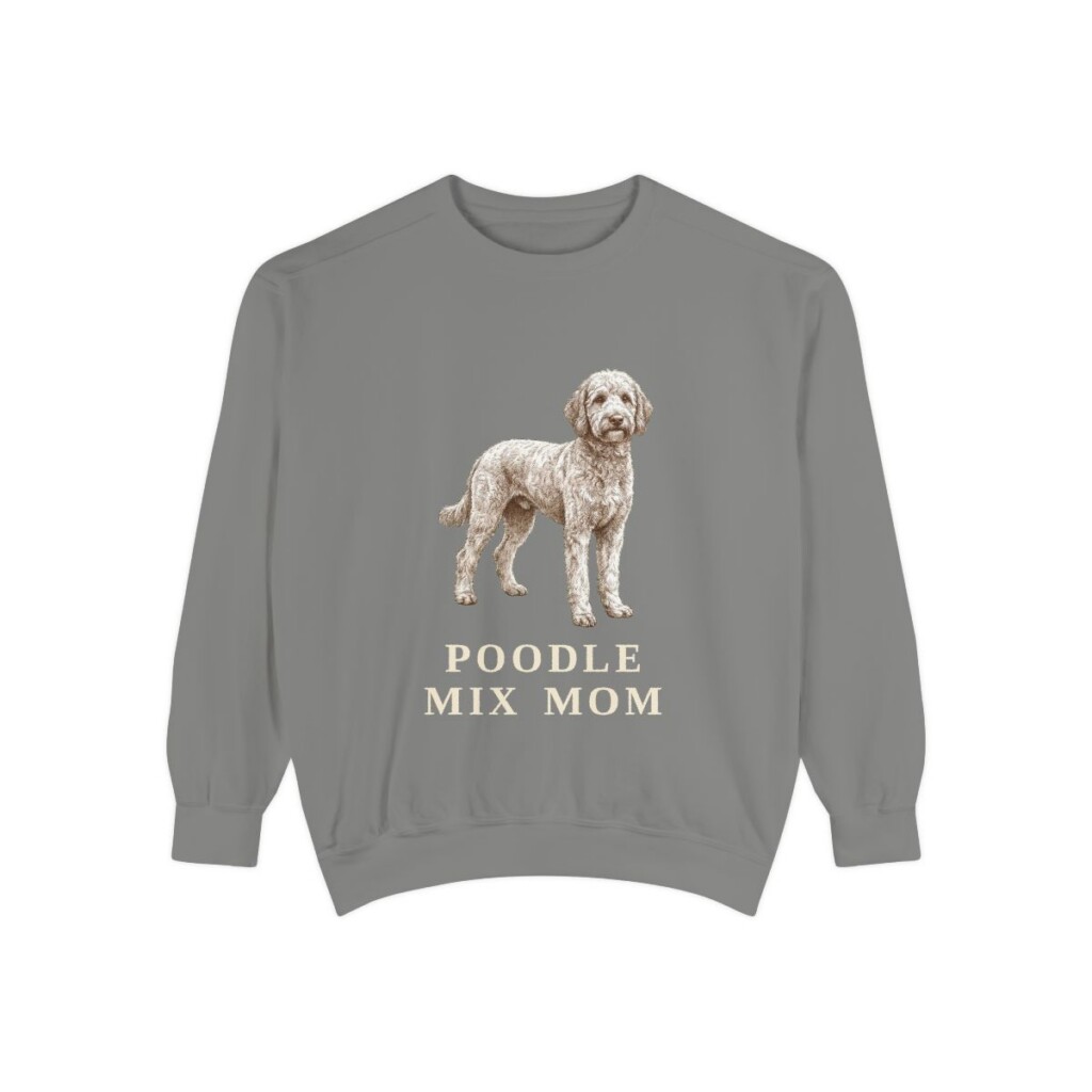 Poodle Mix Mom Sweatshirt, Grey, front view