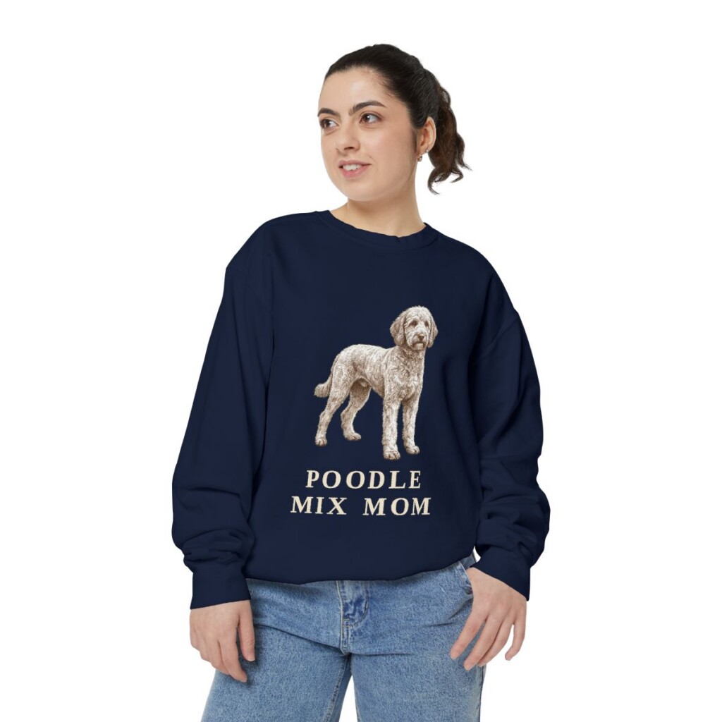 Poodle Mix Mom Sweatshirt, True Navy, person 2 front
