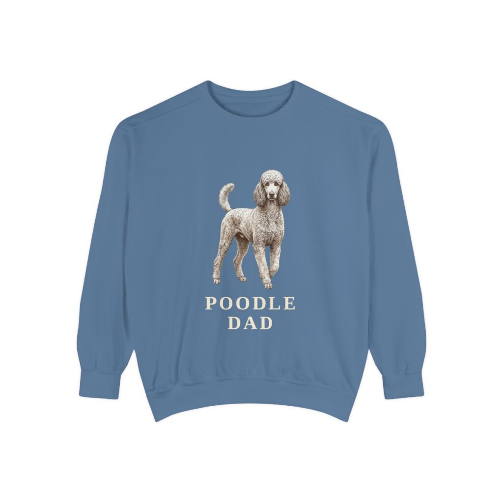 Poodle Dad Sweatshirt, Blue Jean, front view