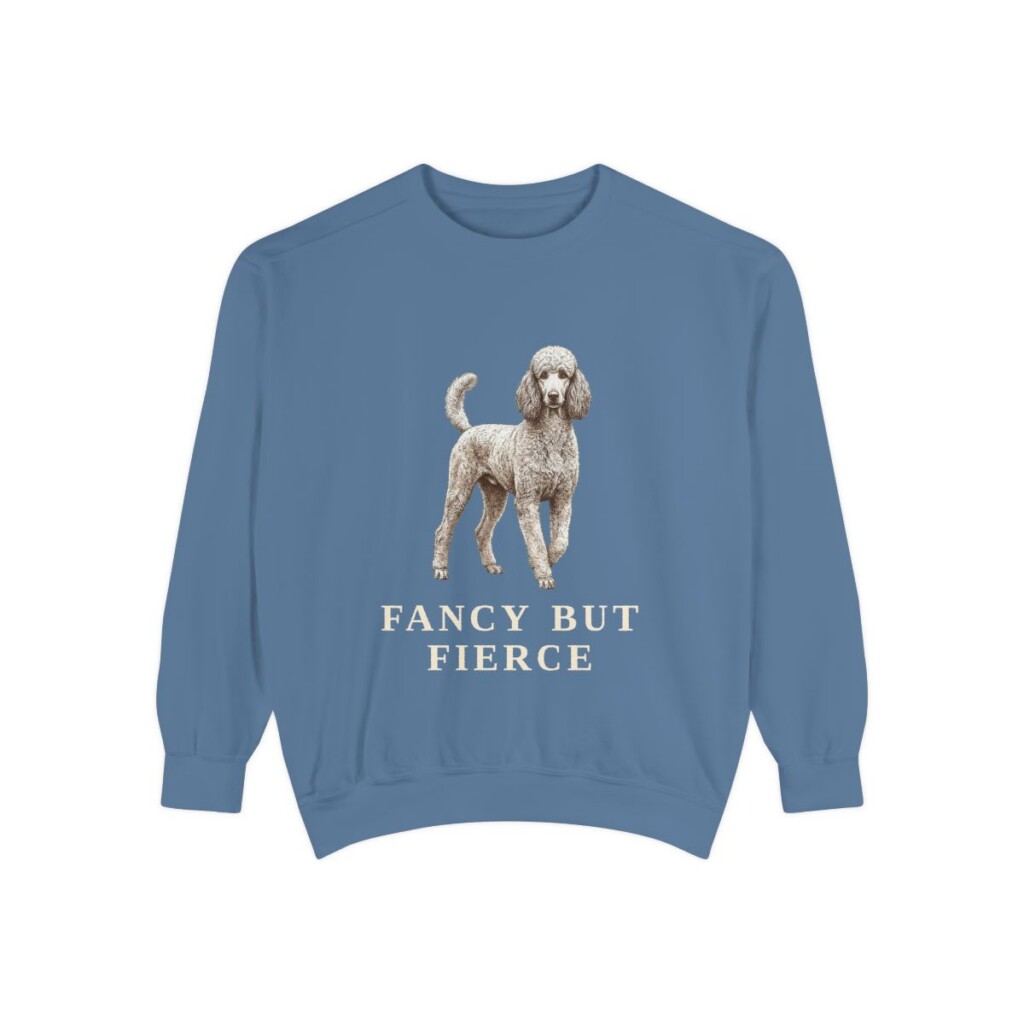 Poodle Humor Sweatshirt, Blue Jean, front view
