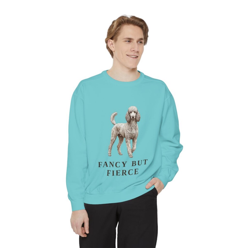 Poodle Humor Sweatshirt, Chalky Mint, person 1 front