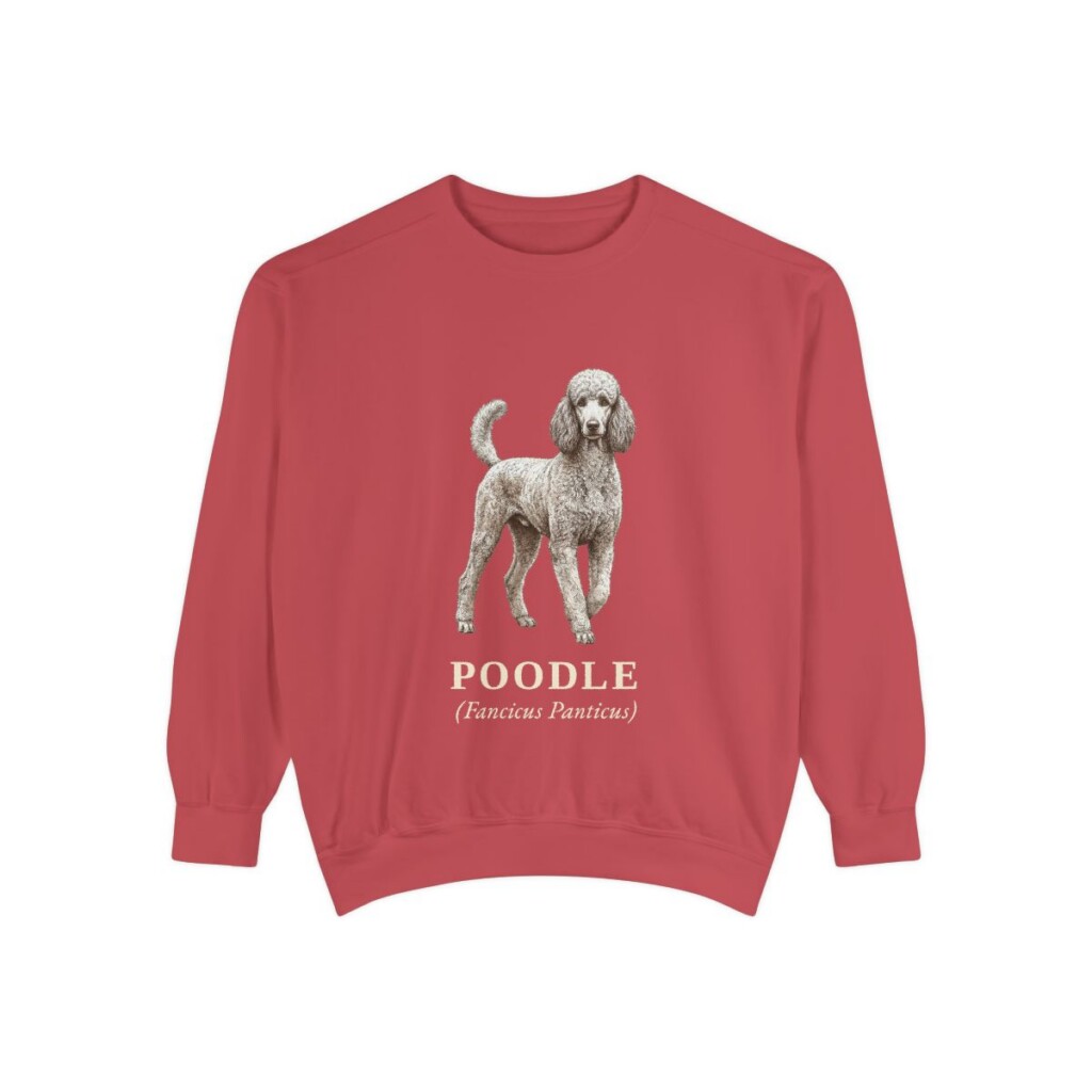 Poodle Latin Sweatshirt, Crimson, front view