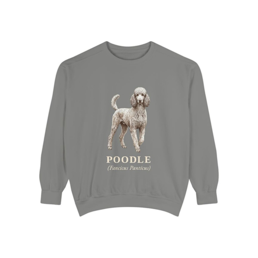 Poodle Latin Sweatshirt, Grey, front view