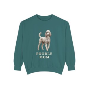 Poodle Mom Sweatshirt, Blue Spruce, front view