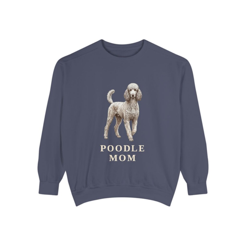 Poodle Mom Sweatshirt, Denim, front view