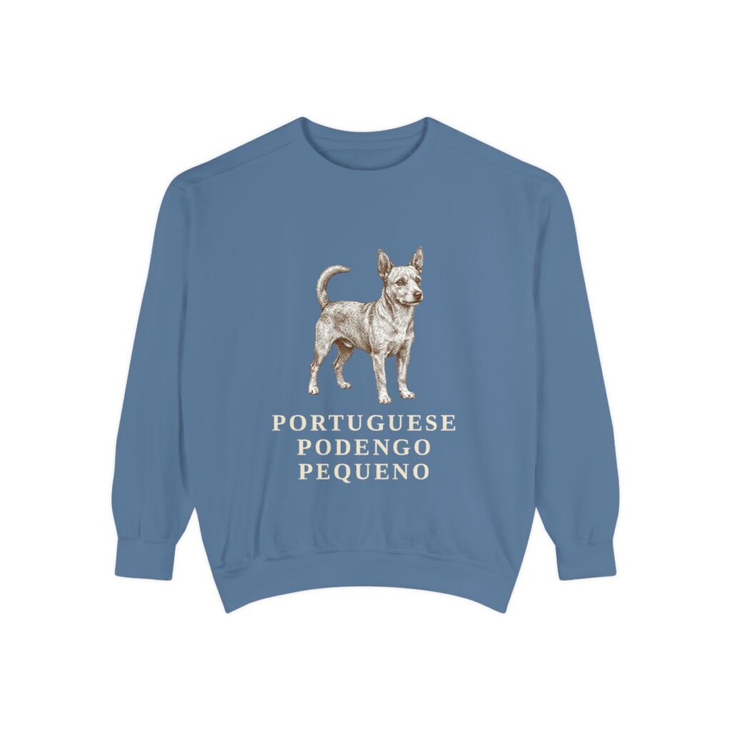 portuguese-podengo-pequeno-sweatshirt-blue-jean Portuguese Podengo Pequeno Sweatshirt, Blue Jean, front view