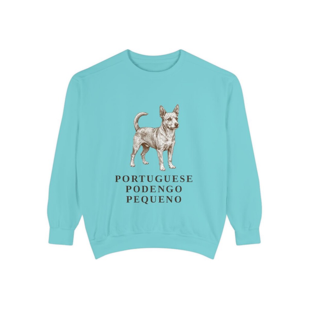 portuguese-podengo-pequeno-sweatshirt-chalky-mint Portuguese Podengo Pequeno Sweatshirt, Chalky Mint, front view