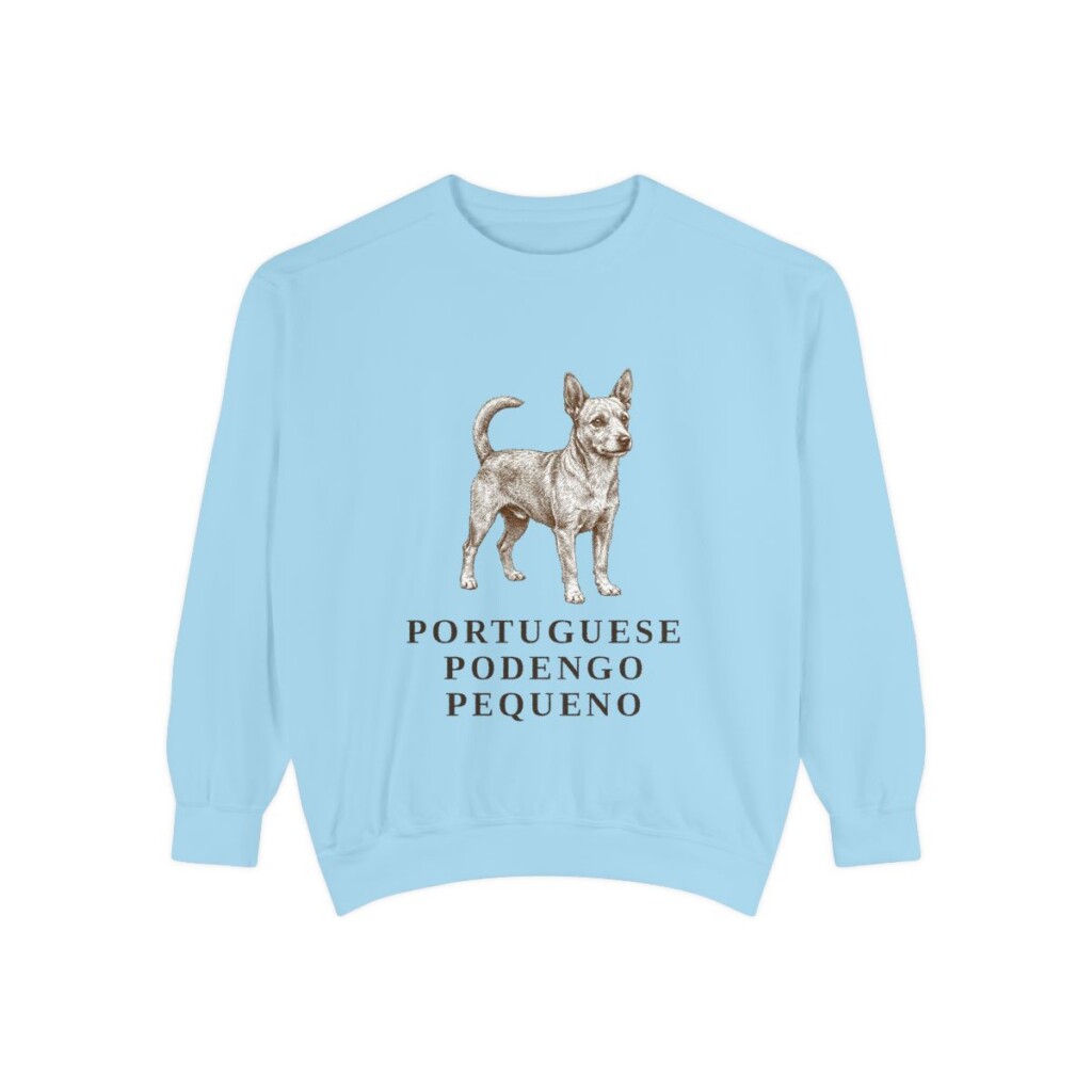 portuguese-podengo-pequeno-sweatshirt-chambray Portuguese Podengo Pequeno Sweatshirt, Chambray, front view