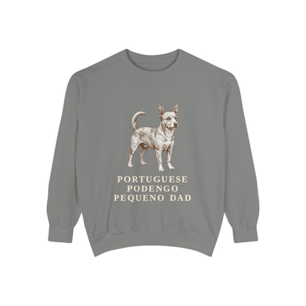 portuguese-podengo-pequeno-sweatshirt-dad-grey Portuguese Podengo Pequeno Dad Sweatshirt, Grey, front view