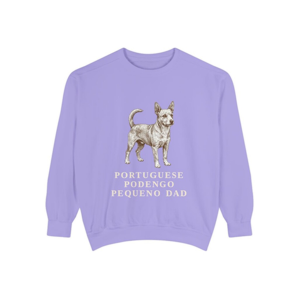 portuguese-podengo-pequeno-sweatshirt-dad-violet Portuguese Podengo Pequeno Dad Sweatshirt, Violet, front view