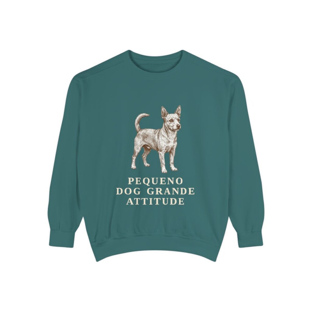 Portuguese Podengo Pequeno Humor Sweatshirt, Blue Spruce, front view