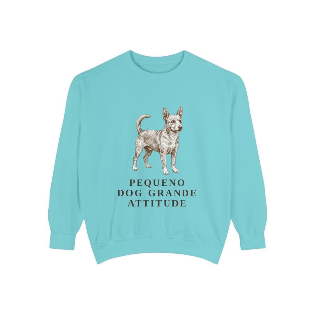 Portuguese Podengo Pequeno Humor Sweatshirt, Chalky Mint, front view