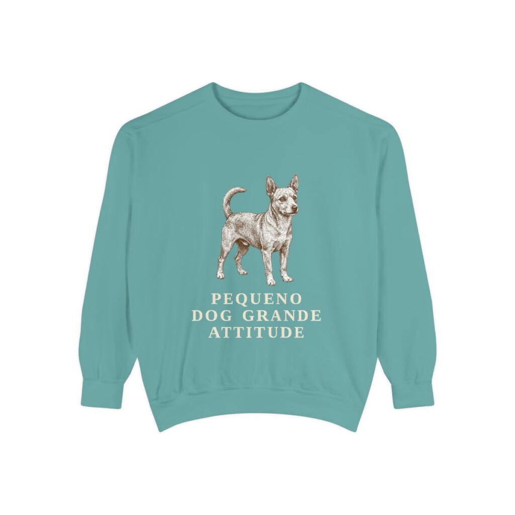 Portuguese Podengo Pequeno Humor Sweatshirt, Seafoam, front view