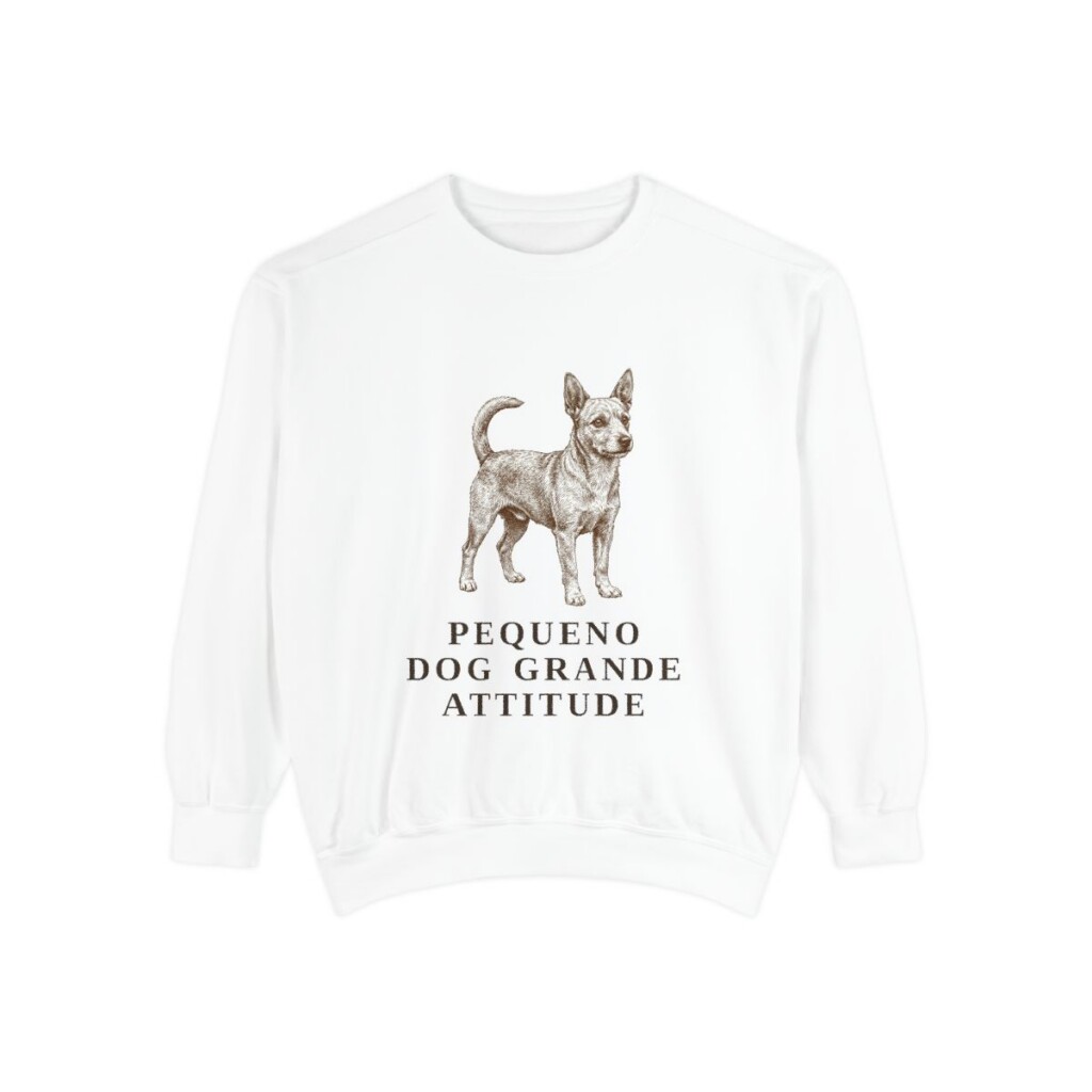 Portuguese Podengo Pequeno Humor Sweatshirt, White, front view