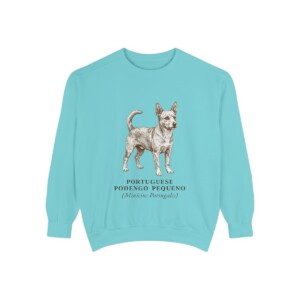Portuguese Podengo Pequeno Latin Sweatshirt, Chalky Mint, front view