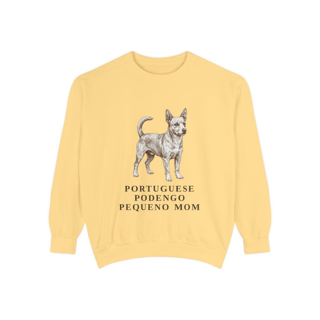 portuguese-podengo-pequeno-sweatshirt-mom-butter Portuguese Podengo Pequeno Mom Sweatshirt, Butter, front view