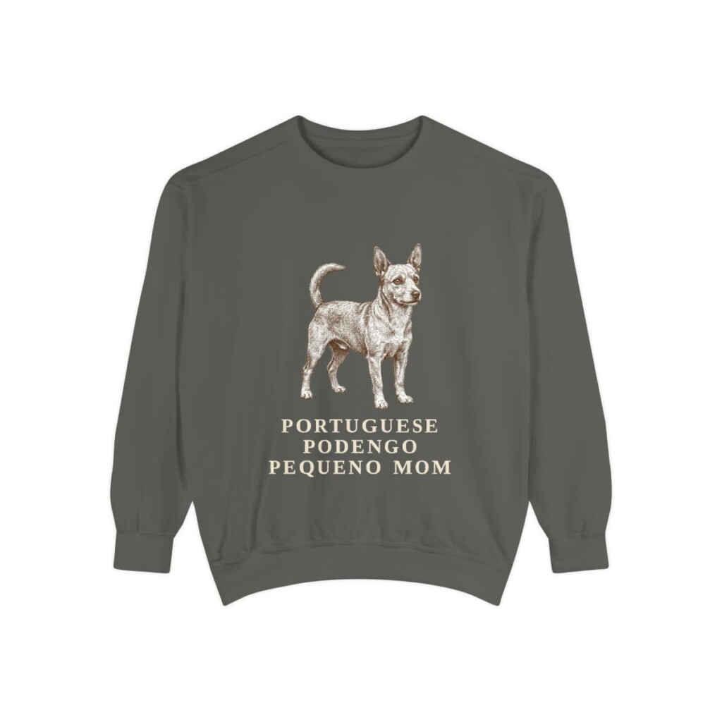 portuguese-podengo-pequeno-sweatshirt-mom-pepper Portuguese Podengo Pequeno Mom Sweatshirt, Pepper, front view
