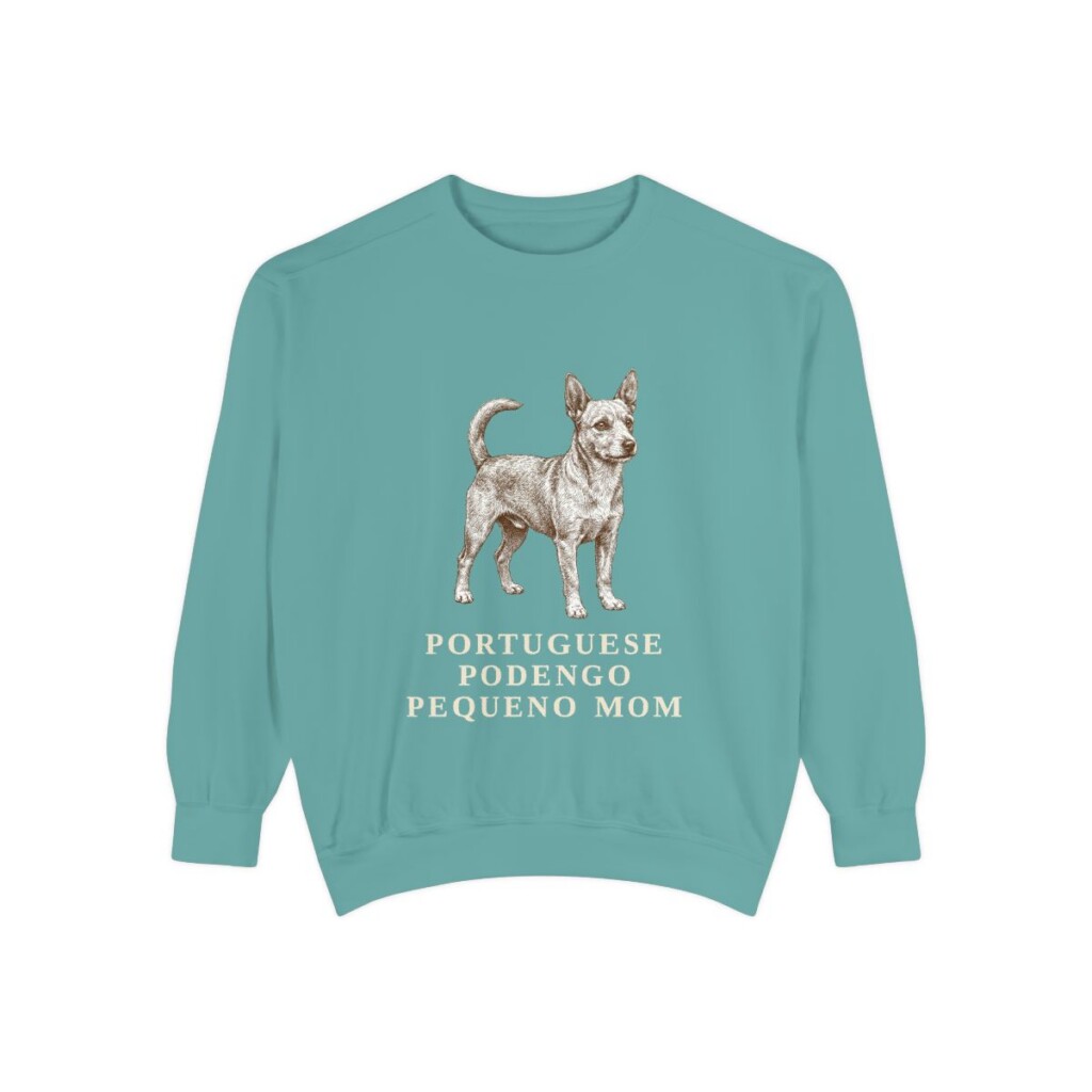 portuguese-podengo-pequeno-sweatshirt-mom-seafoam Portuguese Podengo Pequeno Mom Sweatshirt, Seafoam, front view