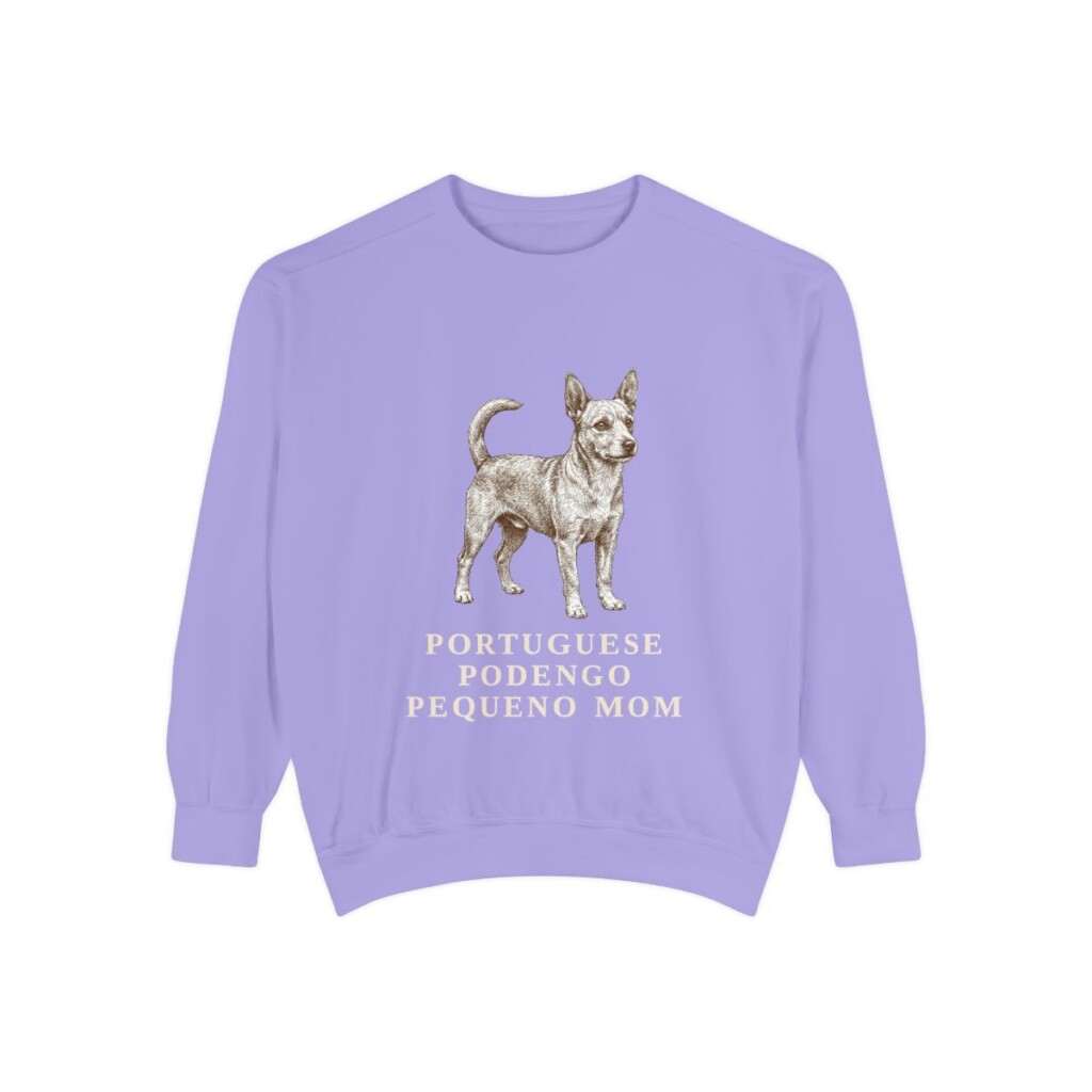 portuguese-podengo-pequeno-sweatshirt-mom-violet Portuguese Podengo Pequeno Mom Sweatshirt, Violet, front view