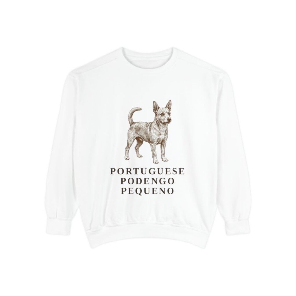 portuguese-podengo-pequeno-sweatshirt-white Portuguese Podengo Pequeno Sweatshirt, White, front view