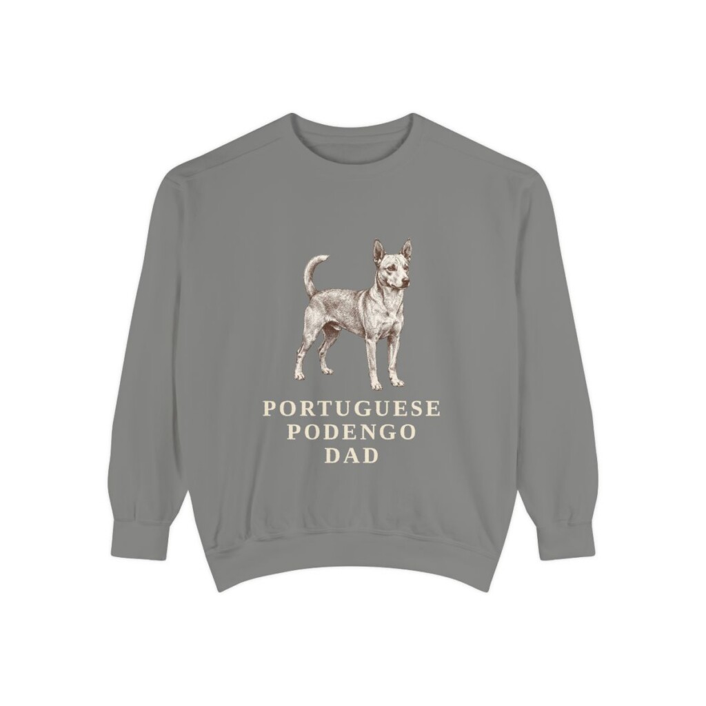 portuguese-podengo-sweatshirt-dad-grey Portuguese Podengo Dad Sweatshirt, Grey, front view