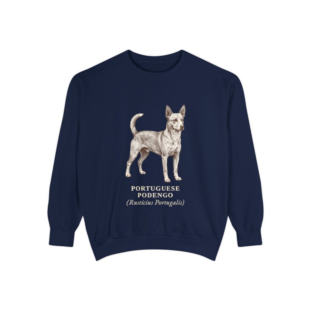 Portuguese Podengo Latin Sweatshirt, True Navy, front view