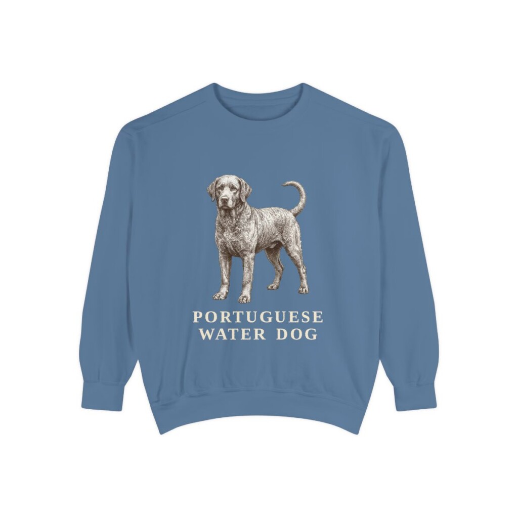 portuguese-water-dog-sweatshirt-blue-jean Portuguese Water Dog Sweatshirt, Blue Jean, front view