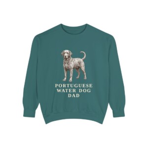 Portuguese Water Dog Dad Sweatshirt, Blue Spruce, front view